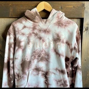 Lululemon logo Yogo French terry hoodie sweatshirt in pink tie-dye - Size 8